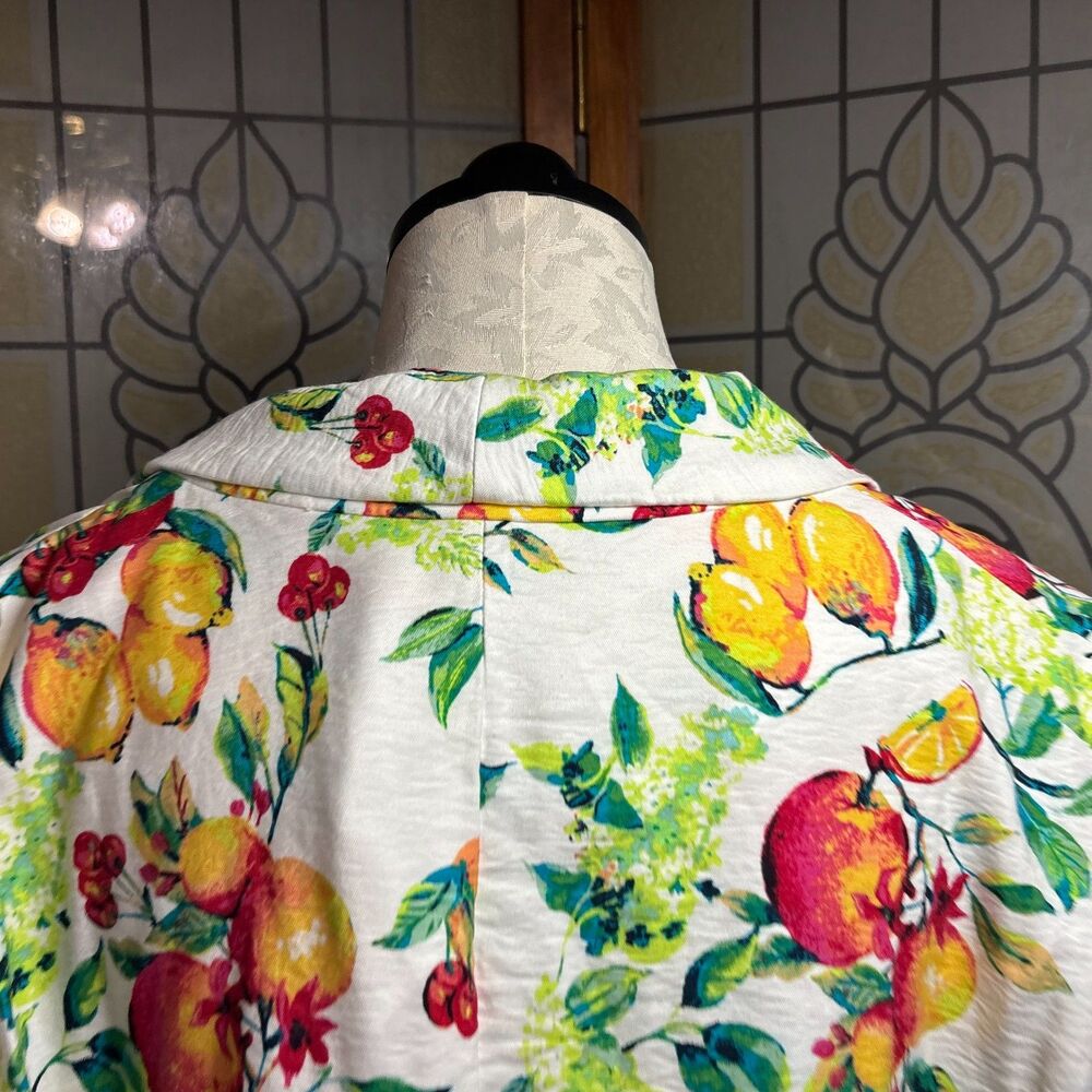 LC Lauren Conrad Ruched Sleeve Blazer Jacket Summer Novelty Print Plus Size XXL - Picture 6 of 16